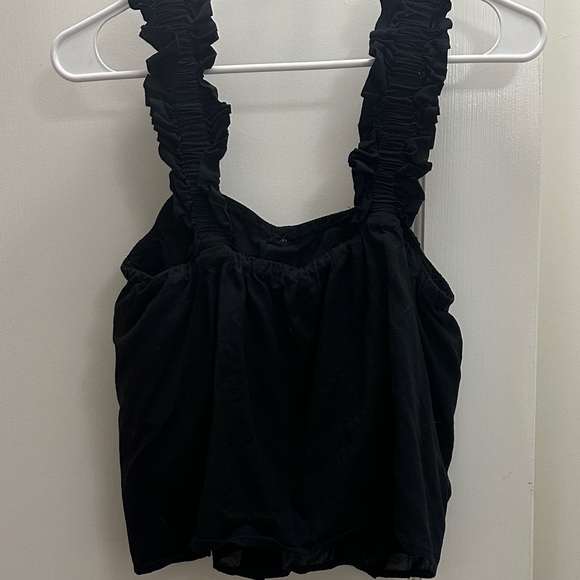 Socialite Black Ruffled Button-Front Tank Top - Picture 3 of 3